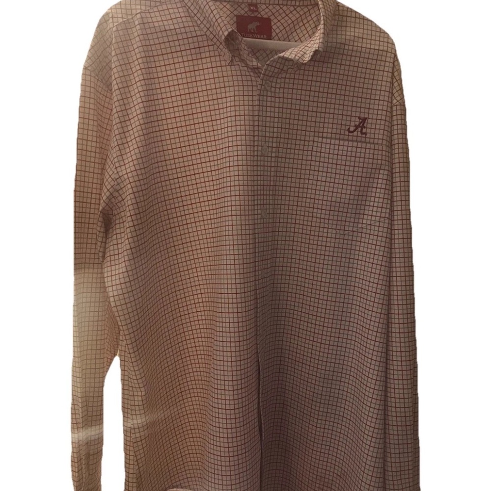 Men's Plaid Button-Down Shirt - Red and White